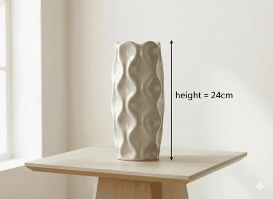 White Cylindrical Wave Pot 24CM - Ceramic