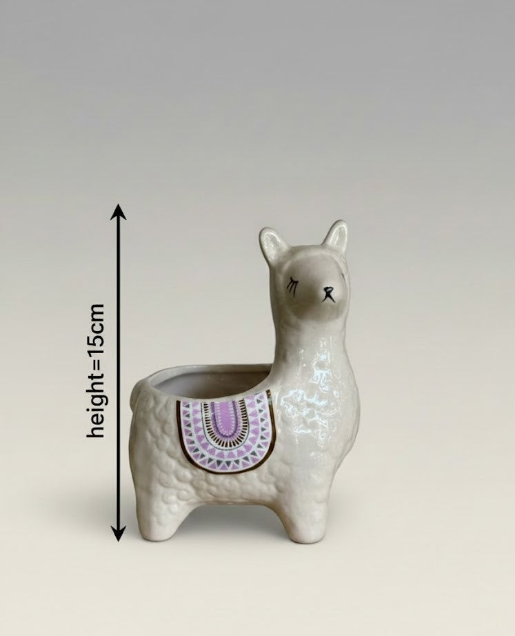 Meadow White Llama Ceramic Planter 15 CM
