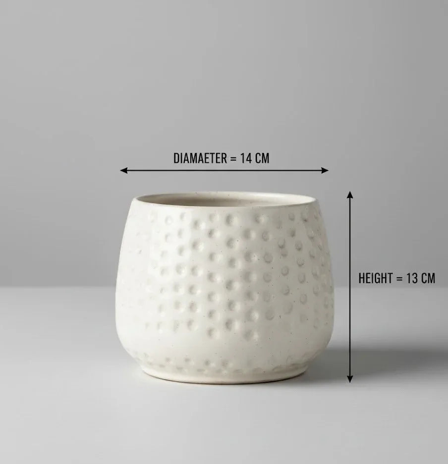 White Marble Design Pot - 13CM