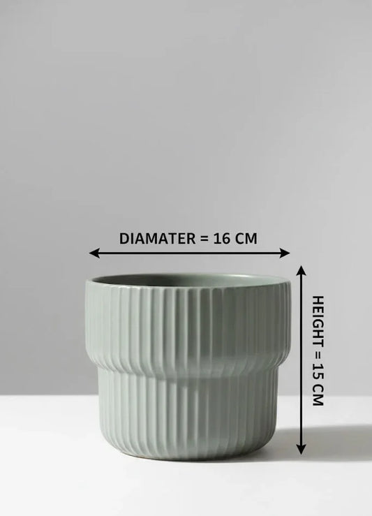 Sage Green Fischer Round Ceramic Pot - 15CM
