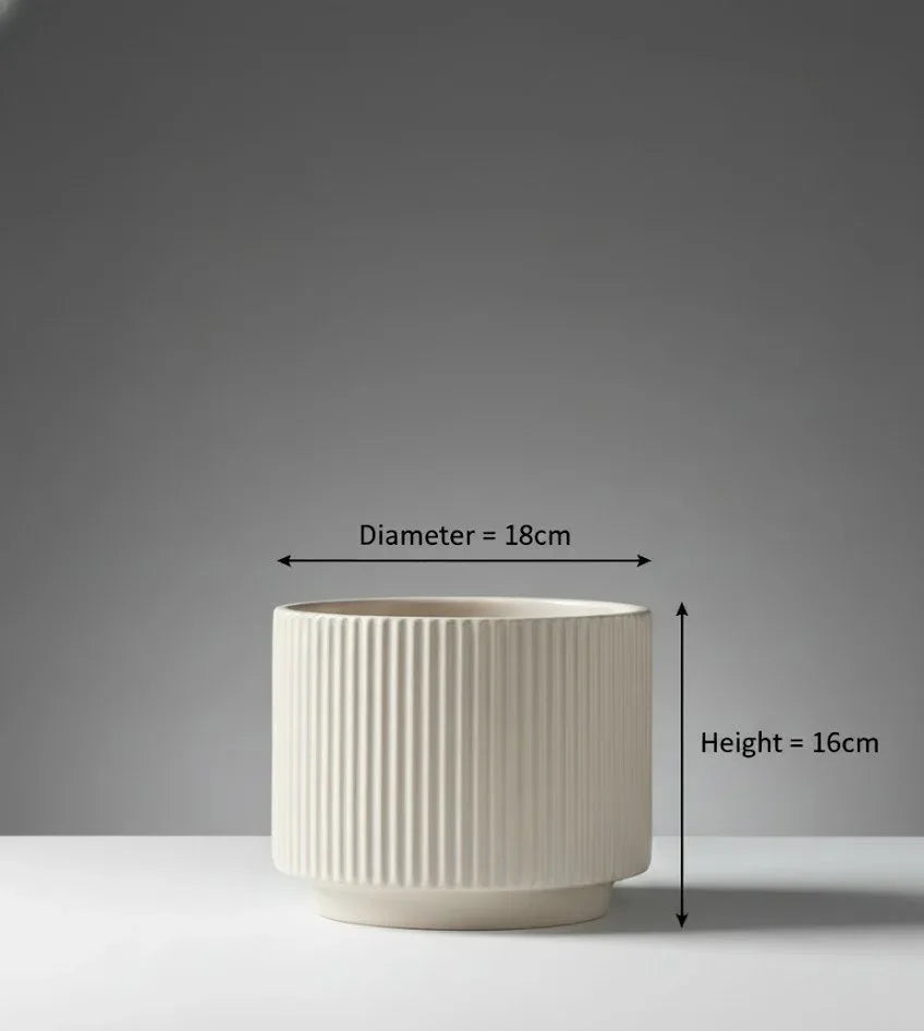Striped Ceramic Pot Ceramic -16CM