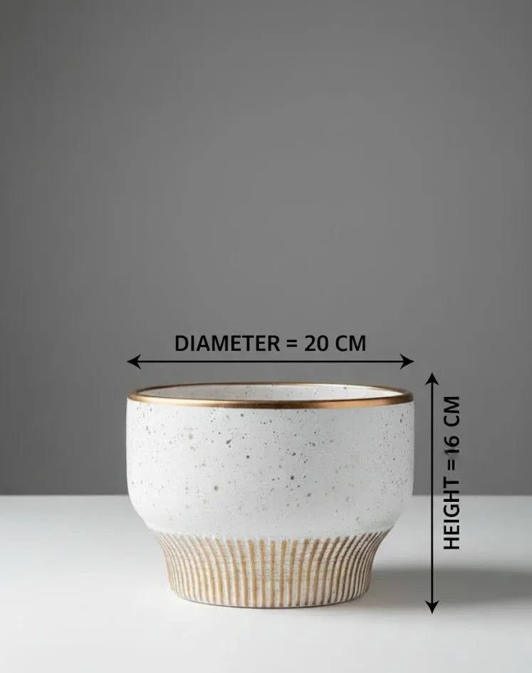 White And Gold Ceramic Pot - 23CM