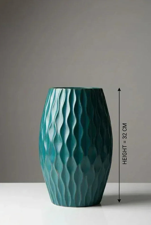 Deep Turquoise Resin Ocean Wave Vase - 32CM
