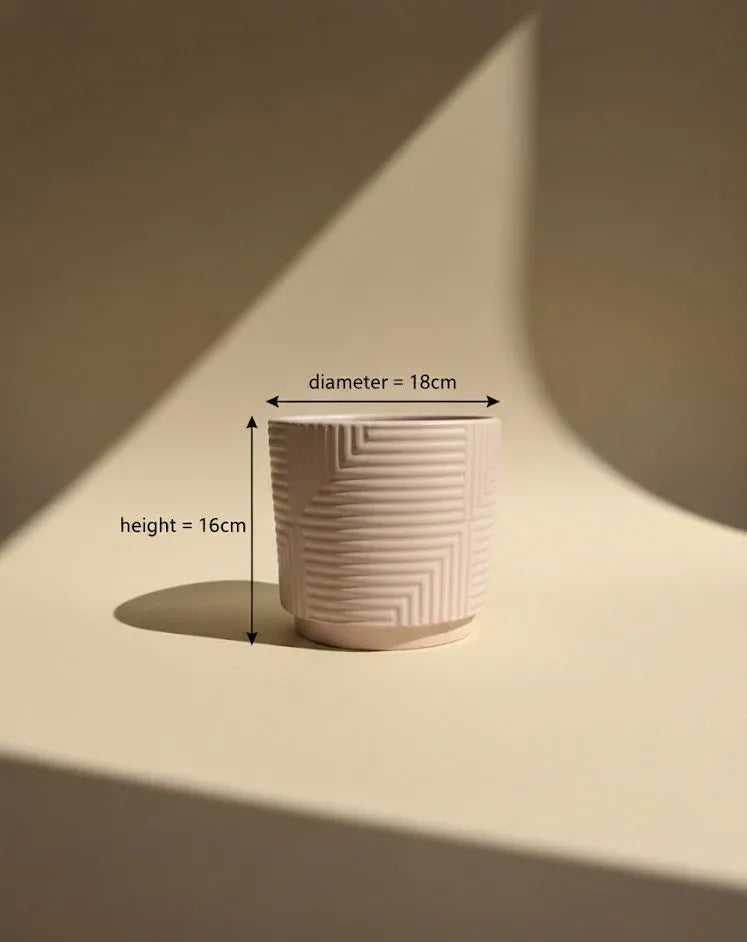 Linen Grid Modern Ceramic Planter 18CM