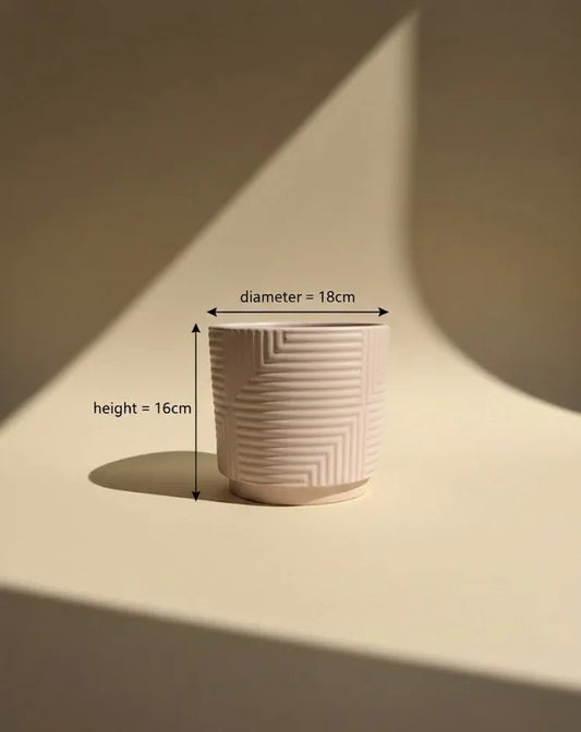 Linen Grid Modern Ceramic Planter 18CM