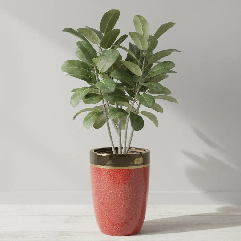 Tall Speckled Red & Black Glazed Ceramic Planter 59cm