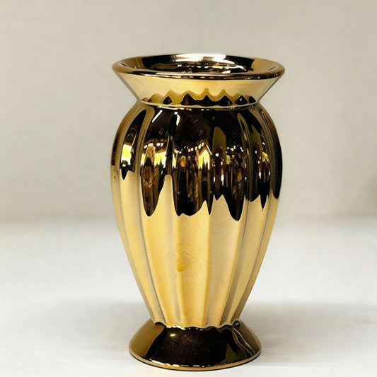 Gold Textured Geometric Ceramic Flower Pot 20cm
