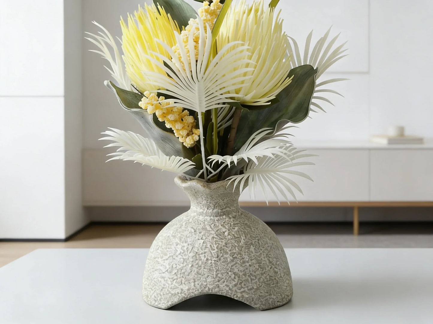 Artificial Yellow Flower Plant in Vase 48 cm