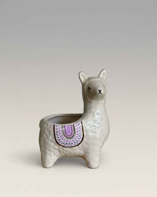 Meadow White Llama Ceramic Planter 15 CM