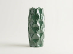 Green Cylindrical Wave Pot 29CM - Ceramic