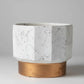 Nonagon White & Gold Finish Marble Finish Ceramic - 19CM