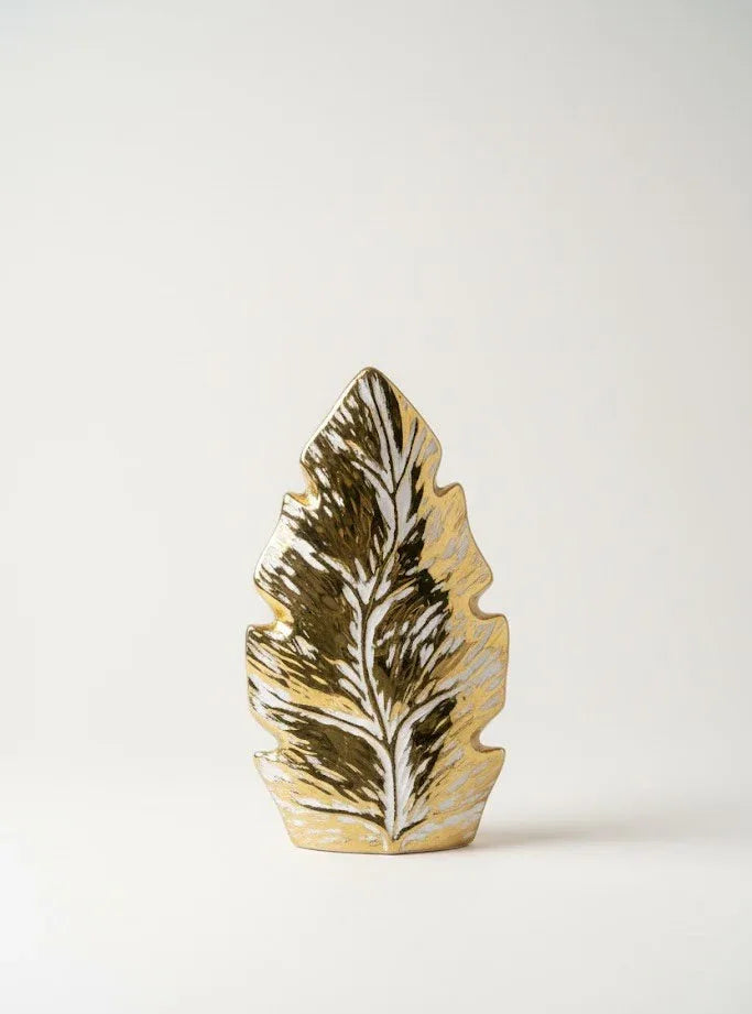 Golden Leaf Ceramic Decorative Vase - 37CM