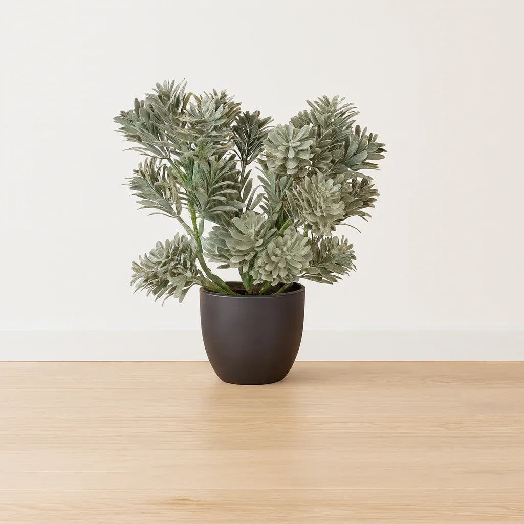 Artificial Silver Flower Plant In Pot 28cm GTK