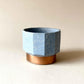 Nonagon Blue And Gold Finish Marble Finish Ceramic - 19CM