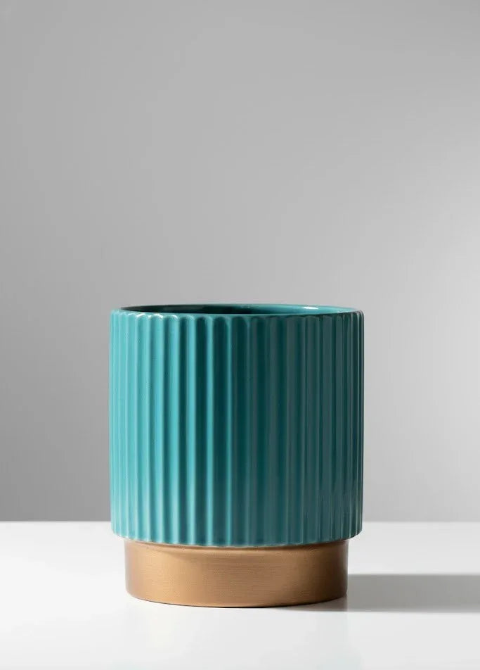 Fluted Design Golden Base Planter Ceramic 27CM