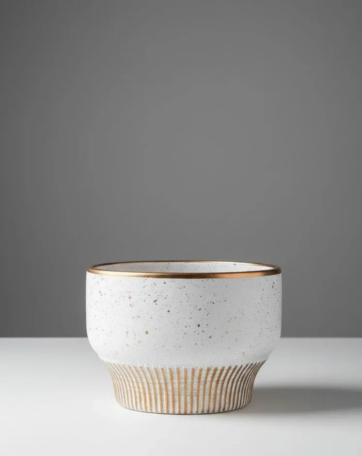 White And Gold Ceramic Pot - 23CM