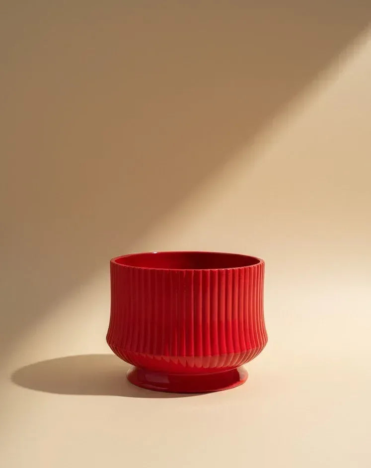 Bold Red Ceramic Planter 23CM