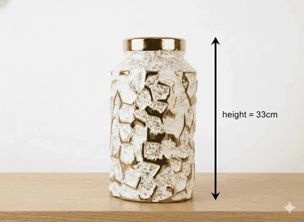 White And Gold Pot 33CM - Ceramic