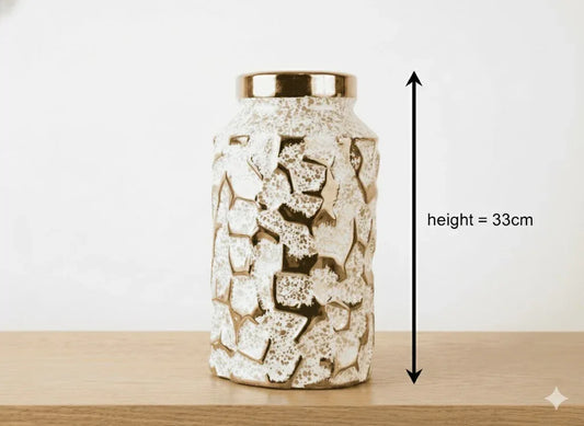 White And Gold Pot 33CM - Ceramic