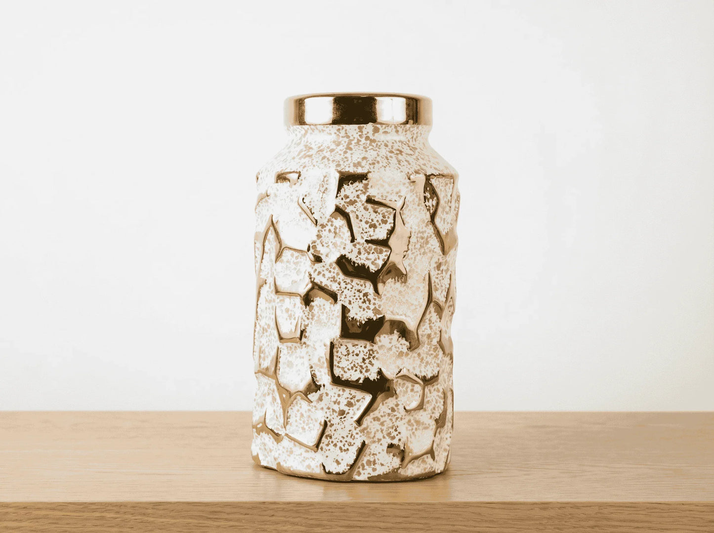 White And Gold Pot 33CM - Ceramic