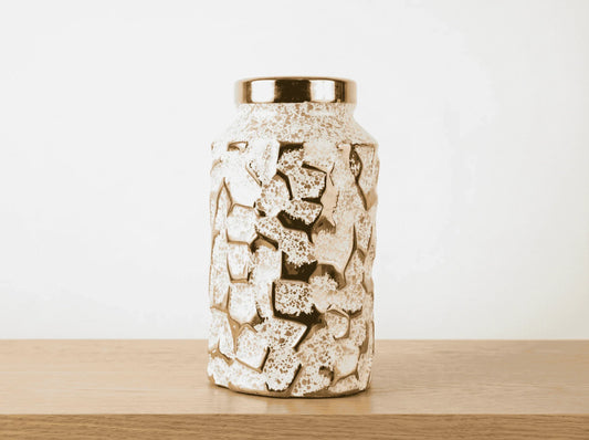 White And Gold Pot 33CM - Ceramic