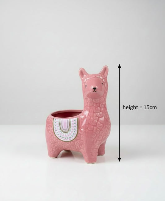 Meadow Llama Red Ceramic Planter 15 CM