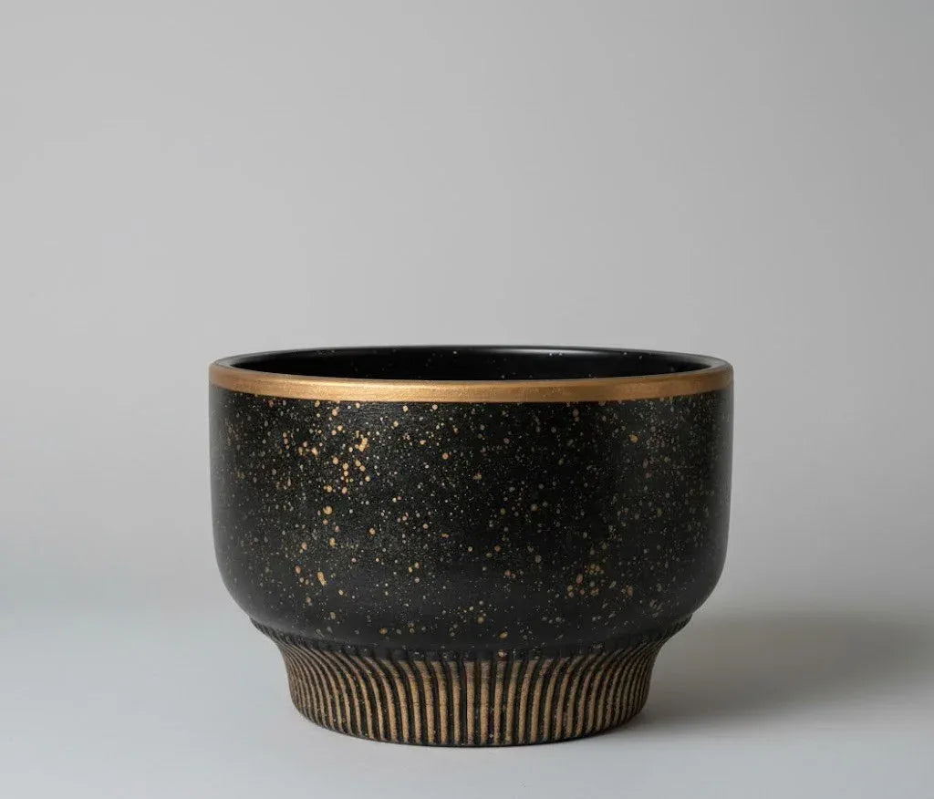 Black And Gold Ceramic Pot - 23CM