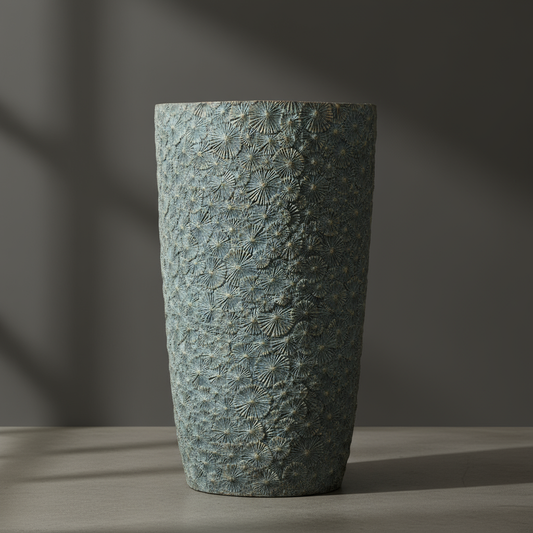 Tall Teal Green Coral Texture Planter 69cm