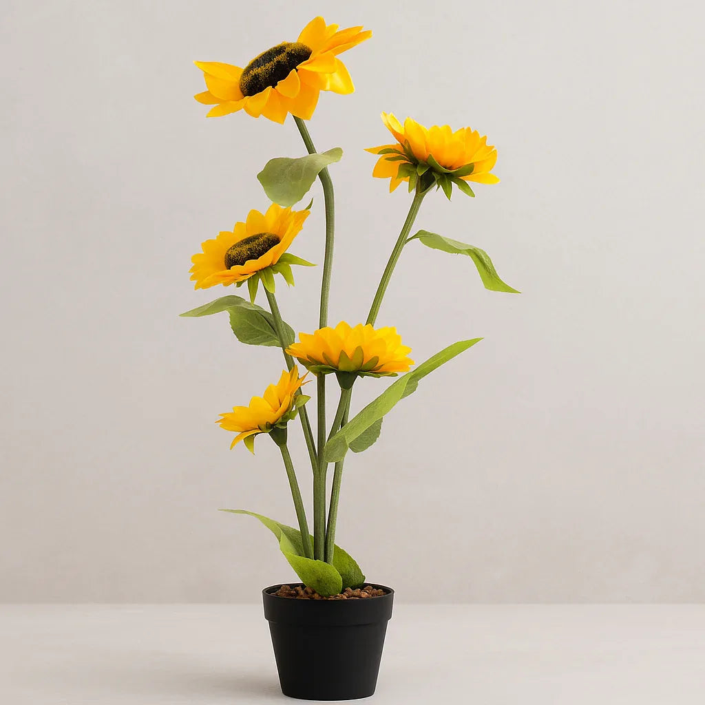 Artificial Sunflower Plant in Black Pot