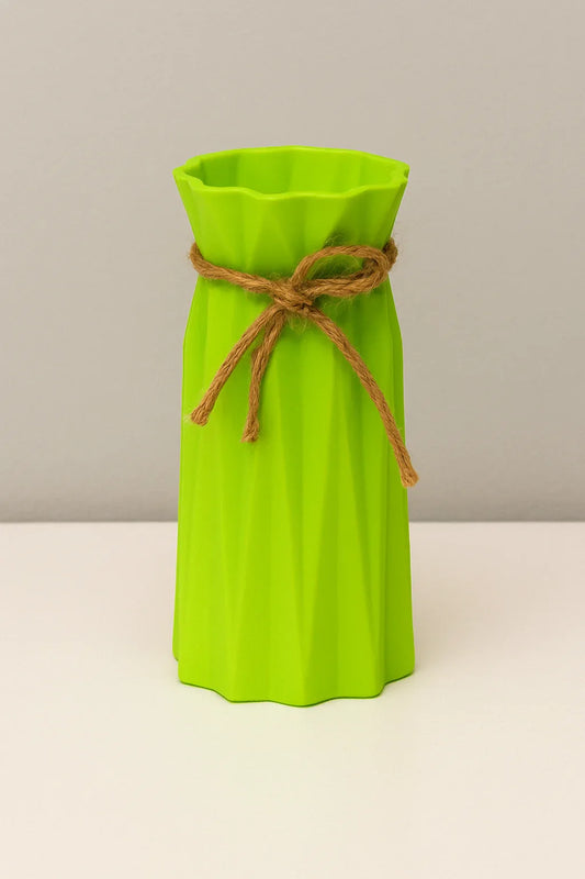 Dark Blue Pleated Plastic Flower Pot with Rope Tie 17cm