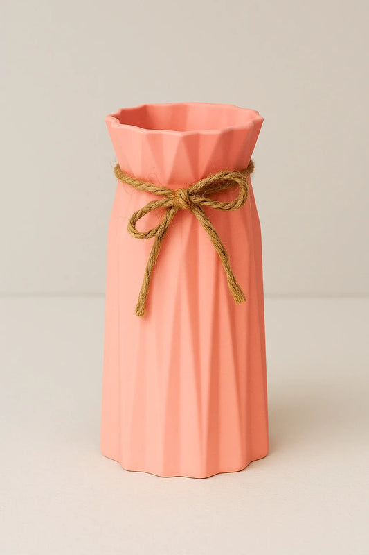 Dark Blue Pleated Plastic Flower Pot with Rope Tie 17cm