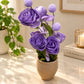 Coral Red Artificial Rose Flower Arrangement in Beige Pot