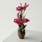 Artificial Pink Rose Flower Pot for Home & Desk Decor
