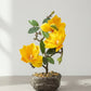Artificial Yellow Magnolia Bonsai Plant in Stone Pot 27cm