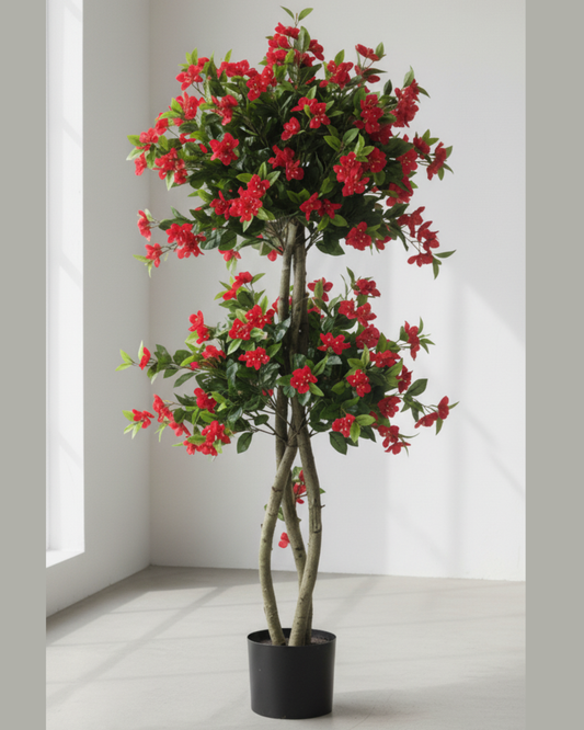 Artificial Bougainvillea Tree Plant in Black Pot
