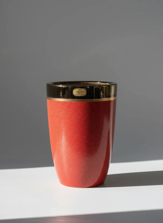 Tall Speckled Red & Black Glazed Ceramic Planter 59cm