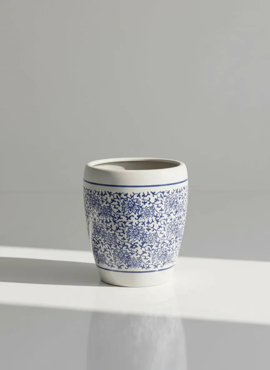 Blue and White Floral Patterned Ceramic Planter 36cm