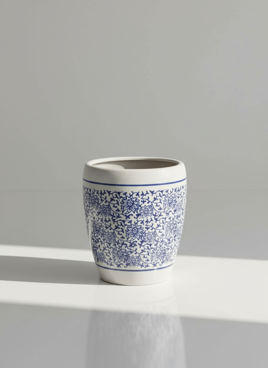 Blue and White Floral Patterned Ceramic Planter 36cm