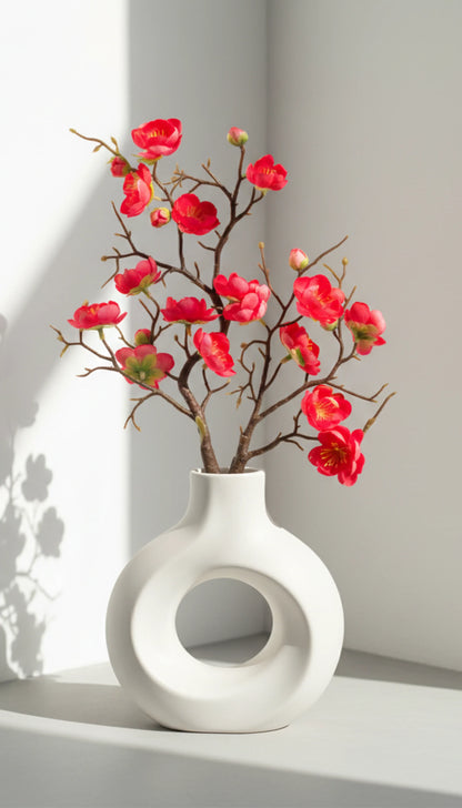Artificial Yellow Blossom Tree in Modern Hollow Ceramic Pot 48cm