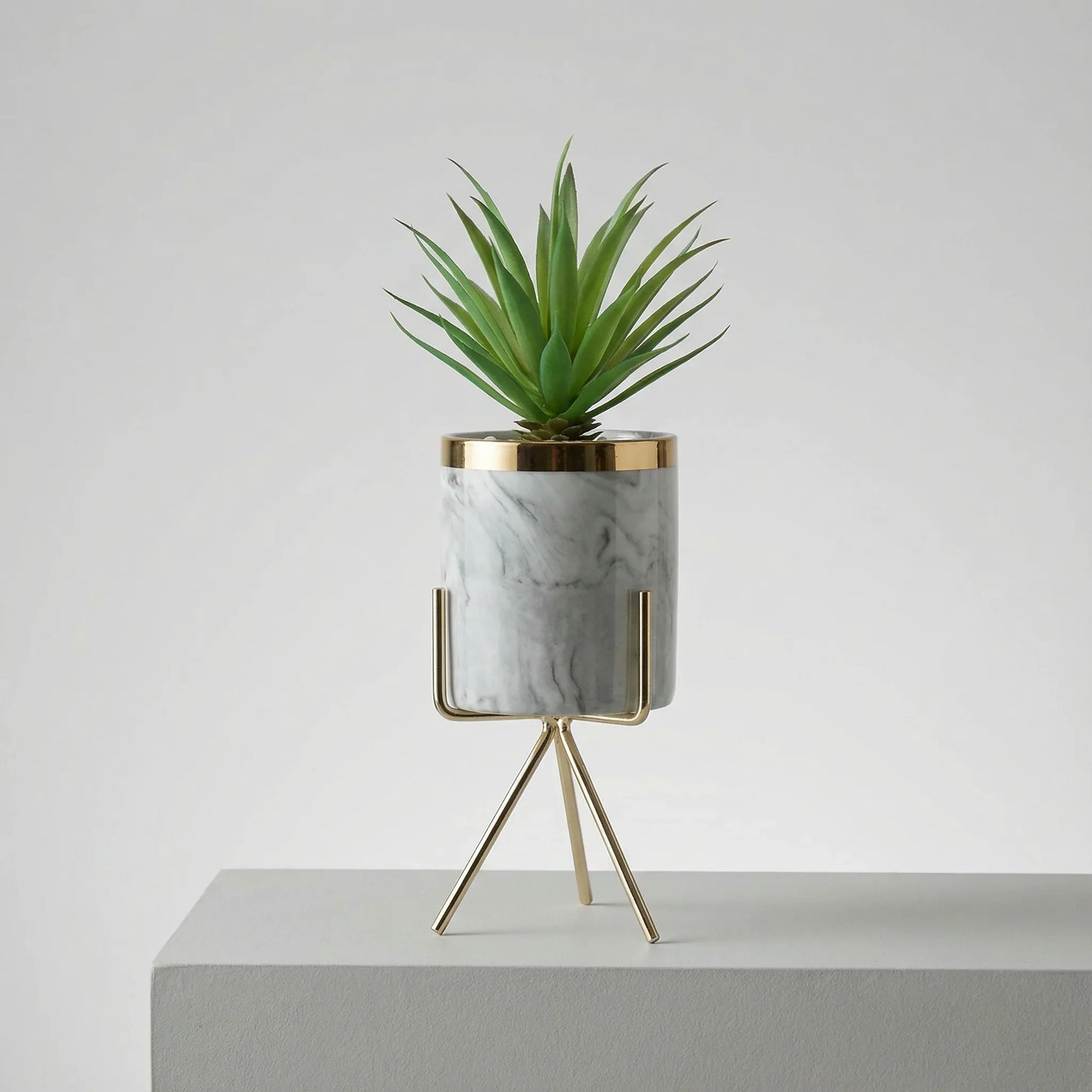 Artificial Secculent With Ceramic Pot & Metal Stand 25cm
