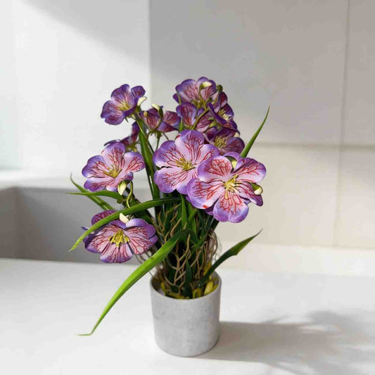 Artificial Meadow Violet Floral With Plastic Pot – 35 CM