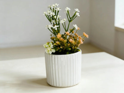 Artificial Flower Plant in White Ceramic Pot  27cm